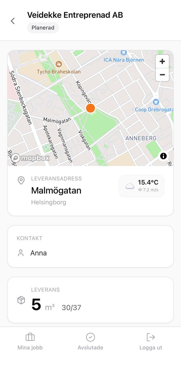 Chaufförsvyn — leveransdetaljer